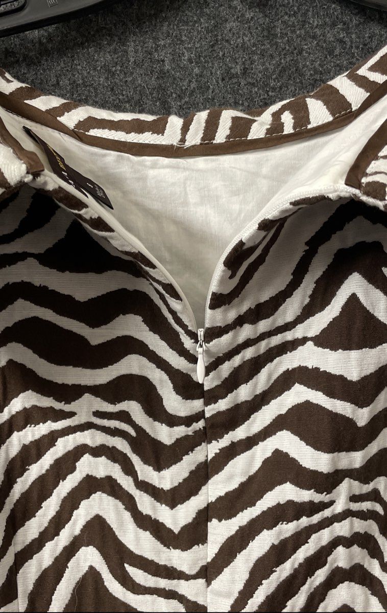 Dana Buchman Women's Brown Ivory Zebra Print Cowl Neck Sheath Dress Size 8 NWT