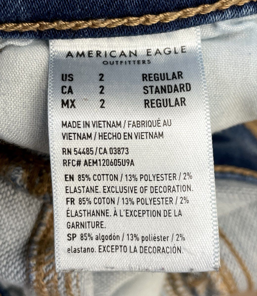 American Eagle Women's Distressed Jeans Lot of 3 Black Blue Ripped Skinny Sz 2