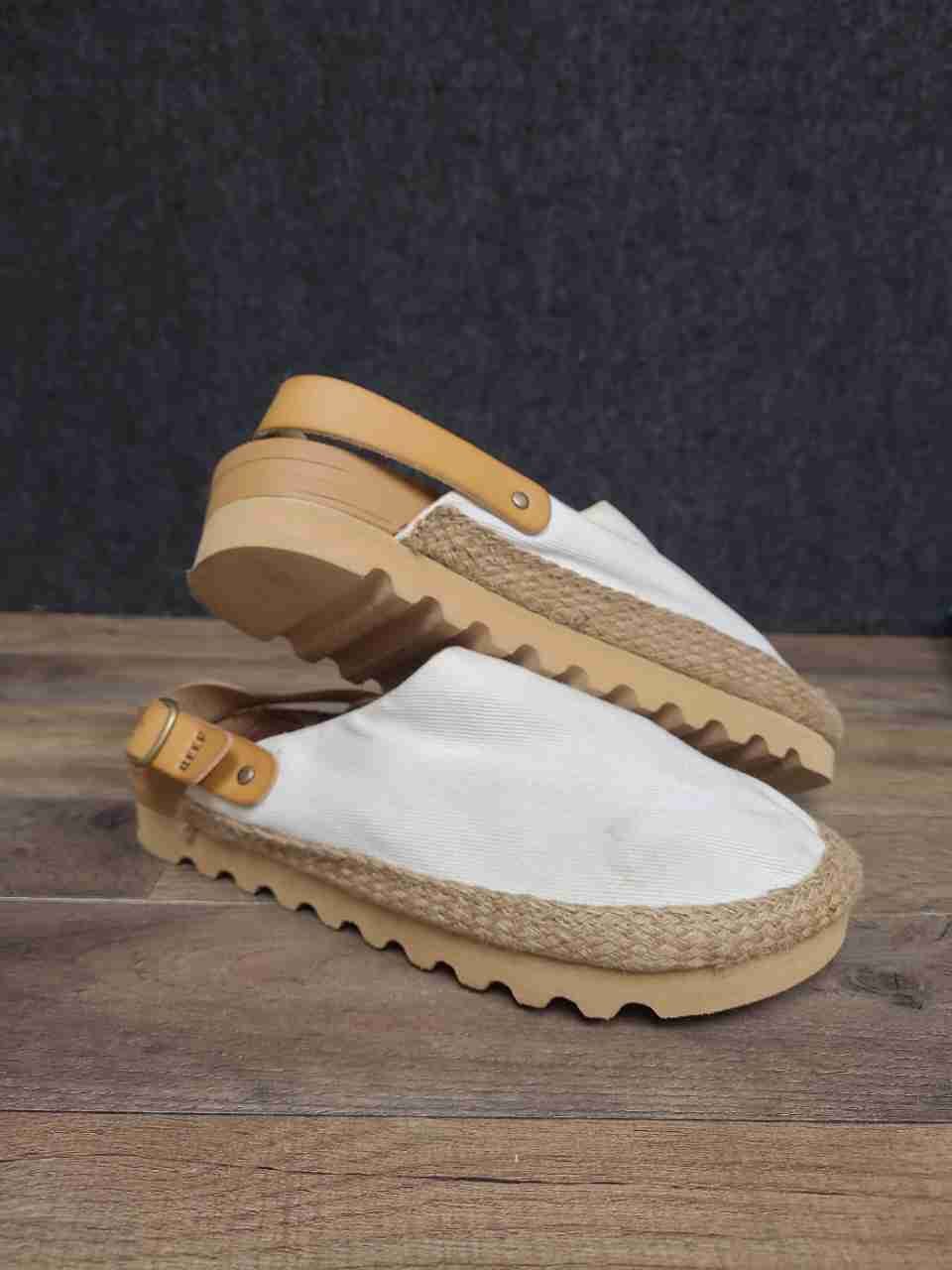 Reef Cushion Sage White Textile Jute Slingback Espadrille Sandals Size 10