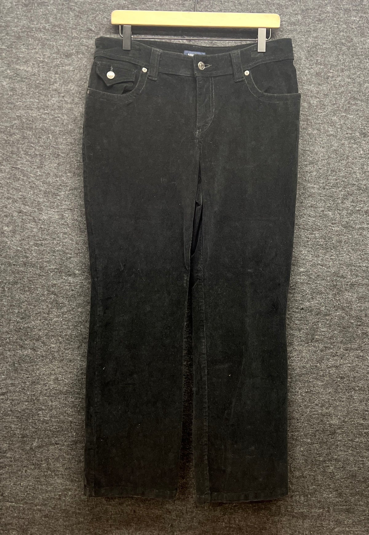 Sonoma Women's Black Corduroy Straight Leg Petite Pants Sz 12P