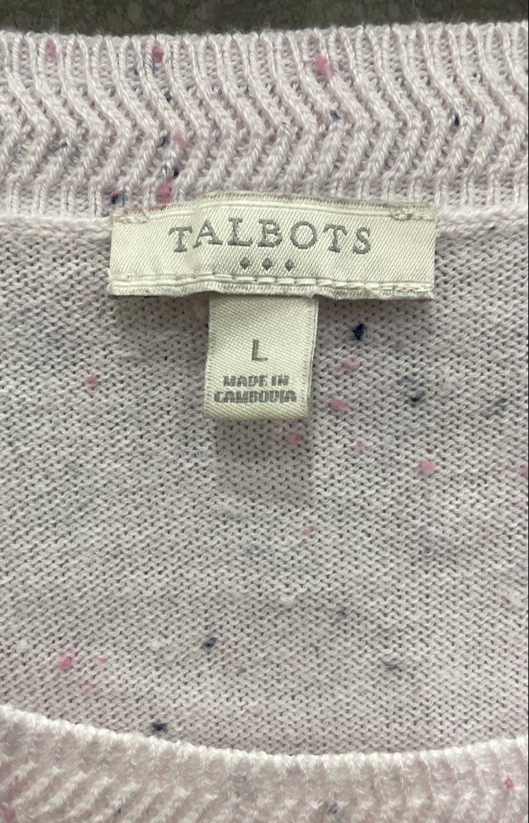 Talbots Women's Pink Confetti Fleck Knit Crewneck Sweater Sz L