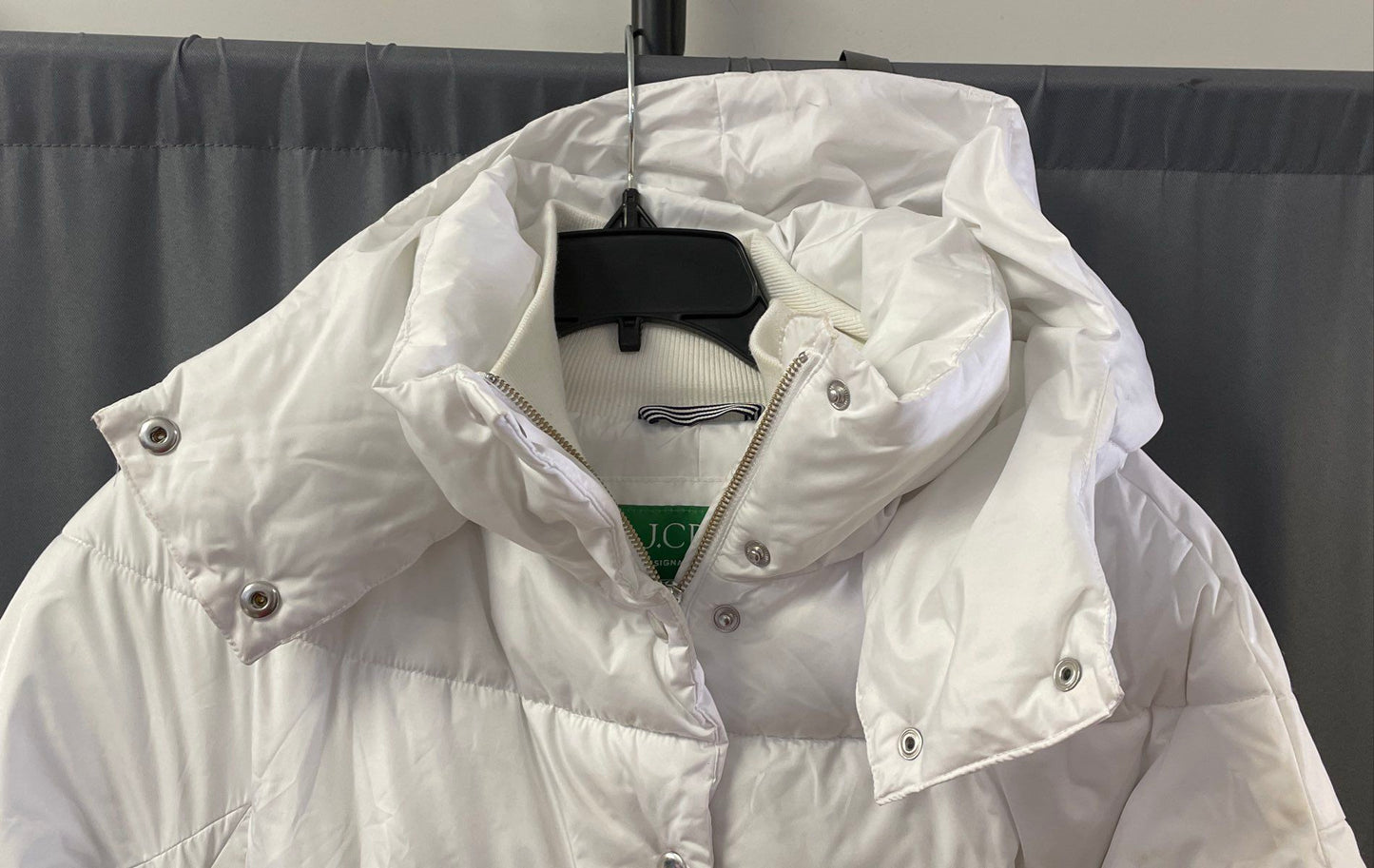 J. Crew Women's White Signature Puffer Jacket Hooded Water-Repellent Size S