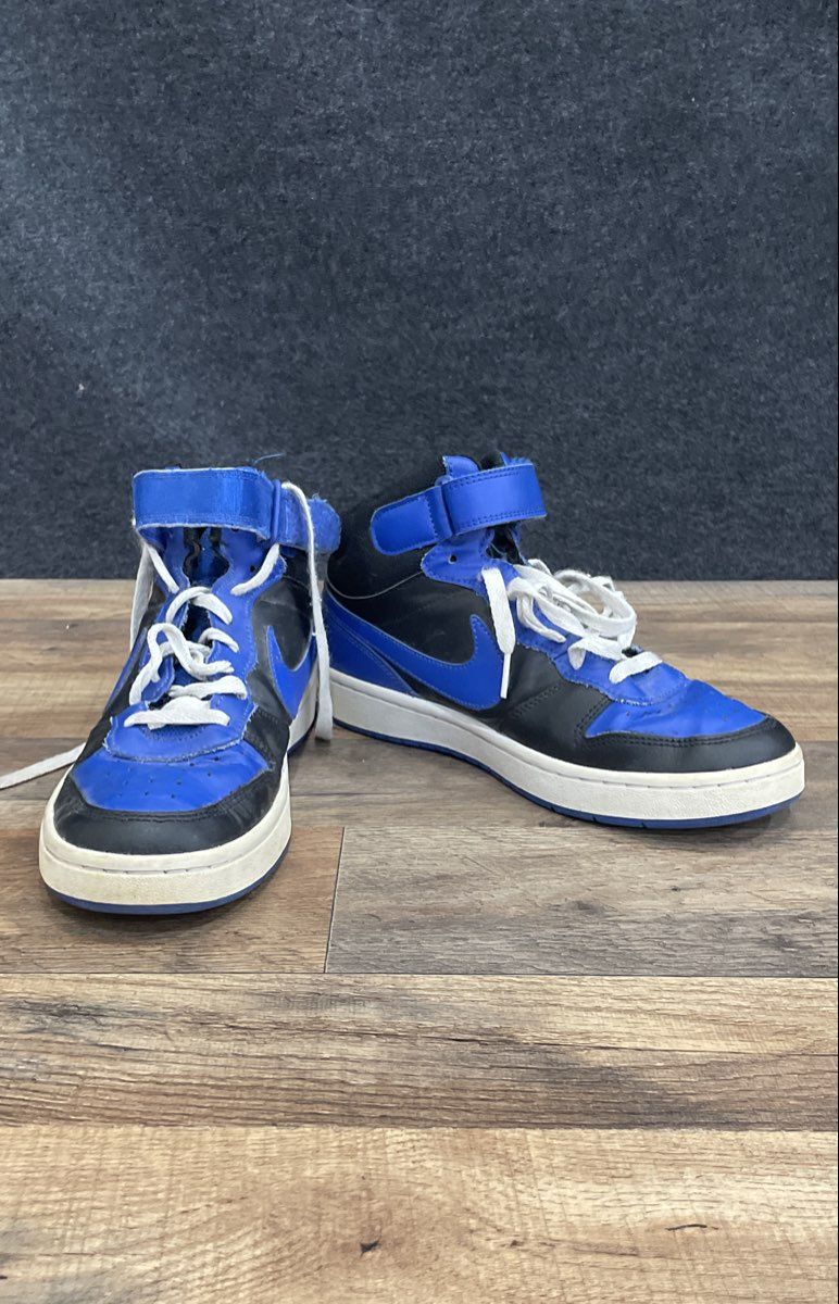 Nike Court Borough Mid 2 Black Hyper Royal GS Sneakers Size 6.5Y