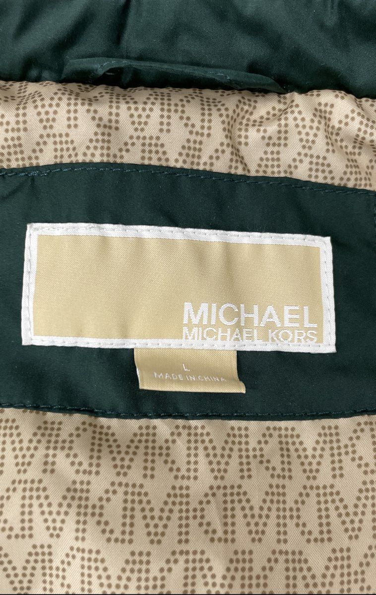 Michael Kors Women's Green Diamond Quilted Full Zip Jacket Pockets Sz L