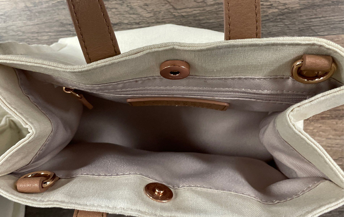 Lauren Conrad Cream Canvas Tote Bag Mommy & Me Lucky Mama Little One Lot of 2
