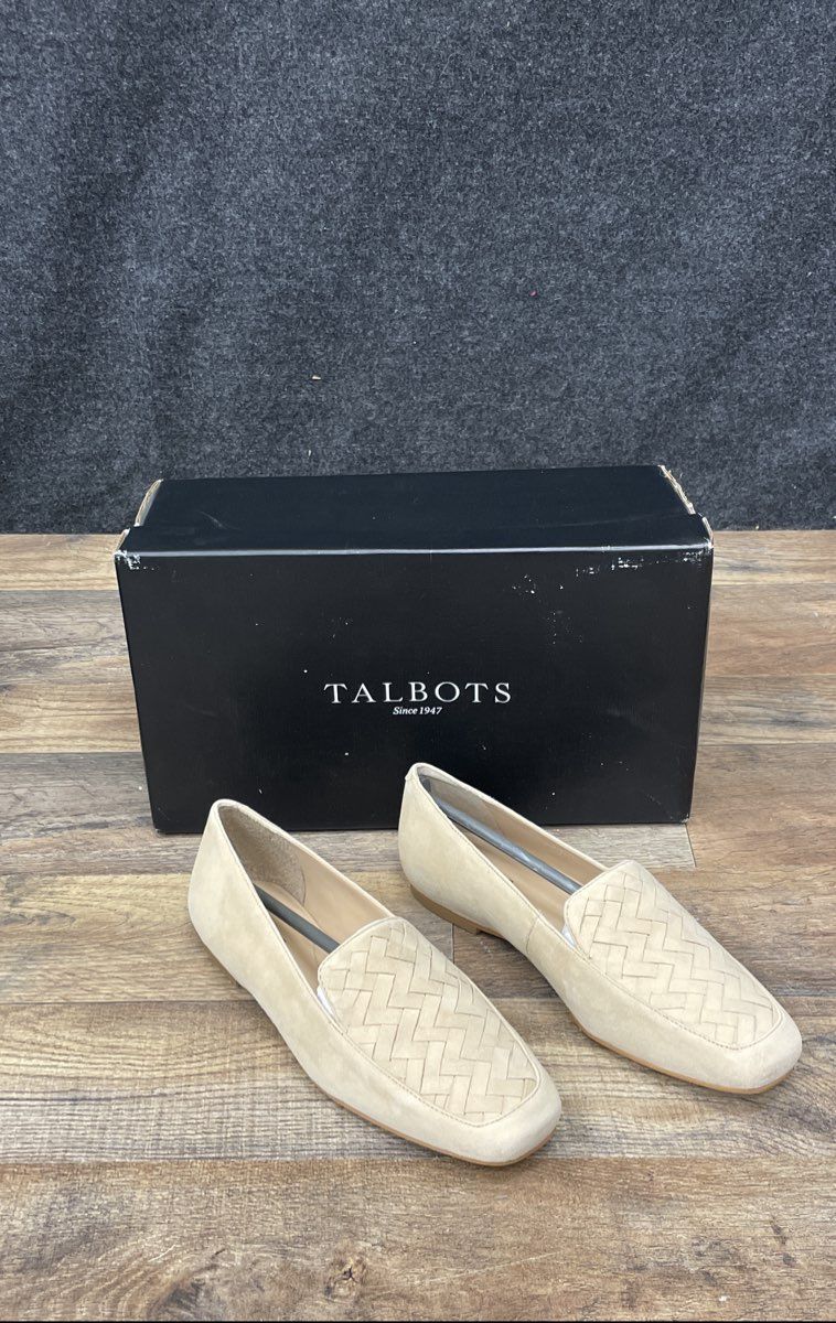 Talbots Stella Woven Light Toffee Suede Loafers Flats Women's Size 5.5M