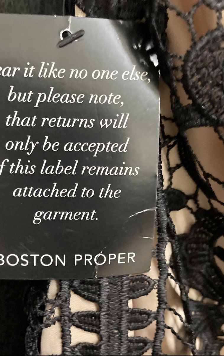 Boston Proper Women's Black Lace Strapless Cocktail Dress Nude Sz 12 NWT