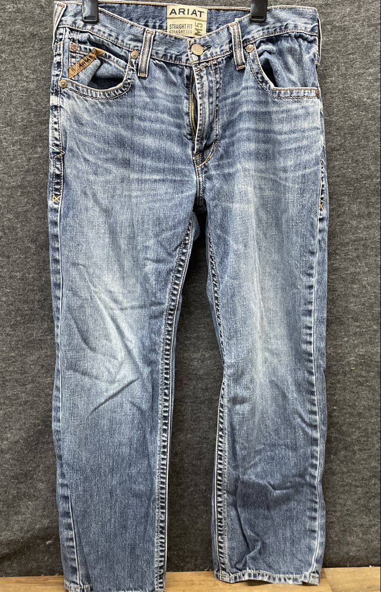 Ariat Men's M5 Straight Fit Straight Leg Blue Low Rise Jeans Sz 35x30