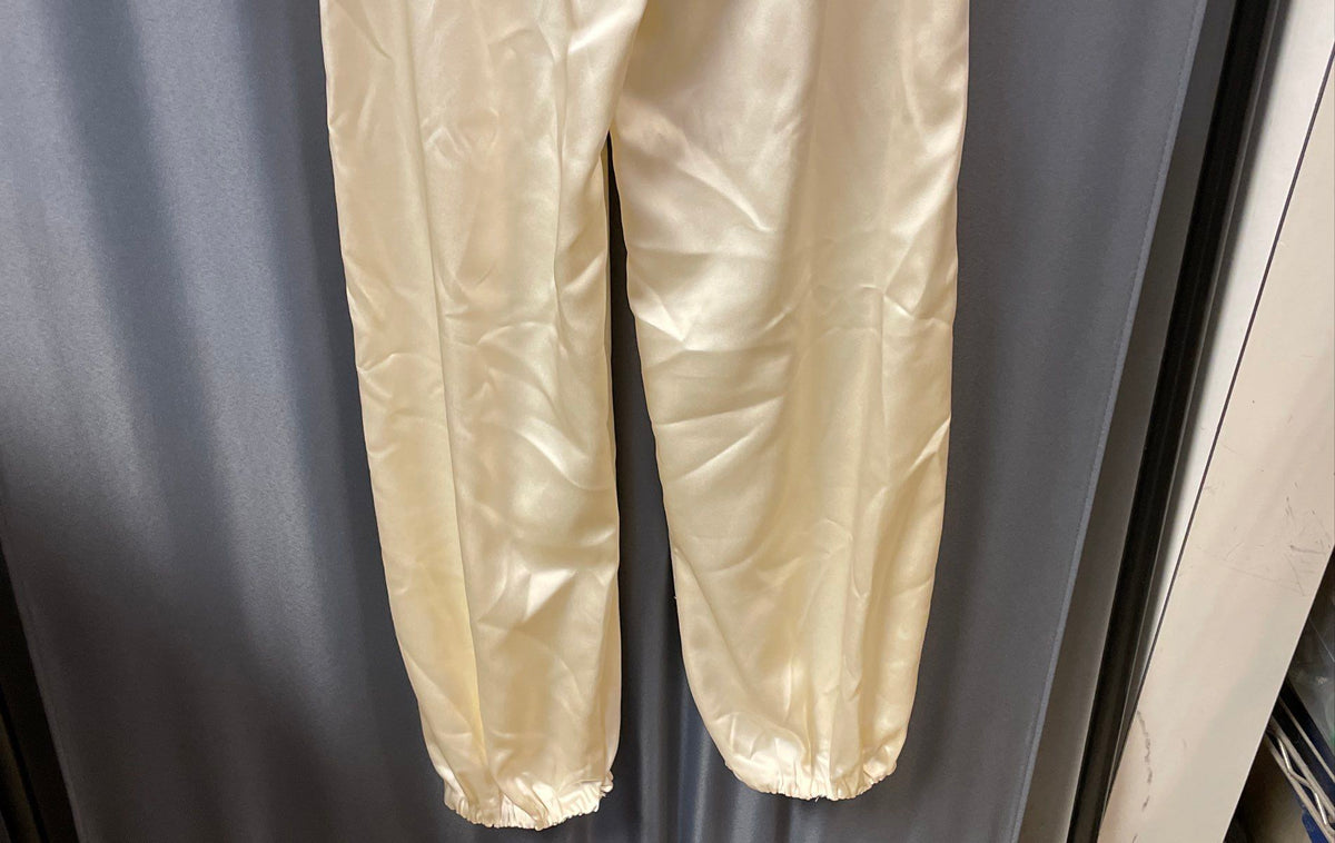 Zara Girls Cream Satin Pleated Balloon Pants Flower Rosette Sz 13-14 NWT