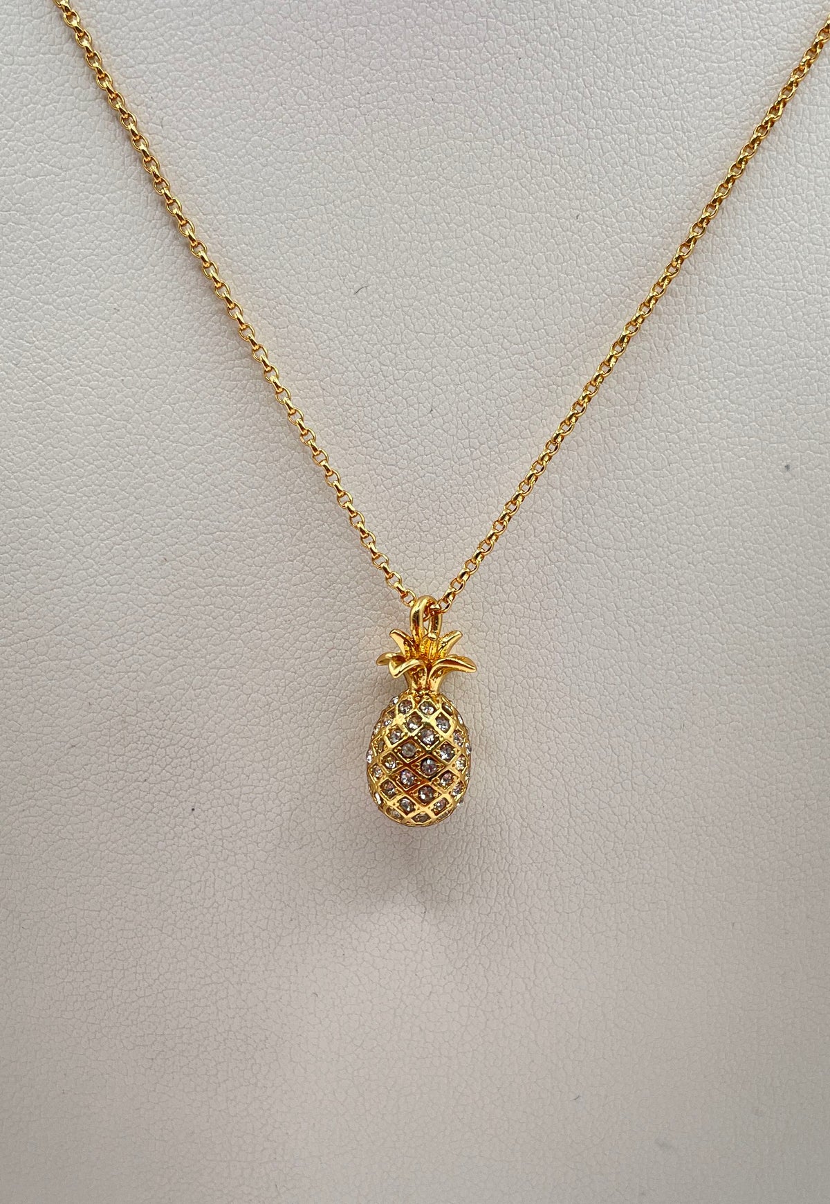 Kate Spade Gold Plated Mixed Metal CZ Pineapple Passion Pendant Necklace 5.9g