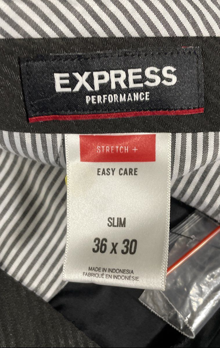 Express Men's Black Performance Slim Fit Stretch+ Suit Dress Pants Sz 36x30