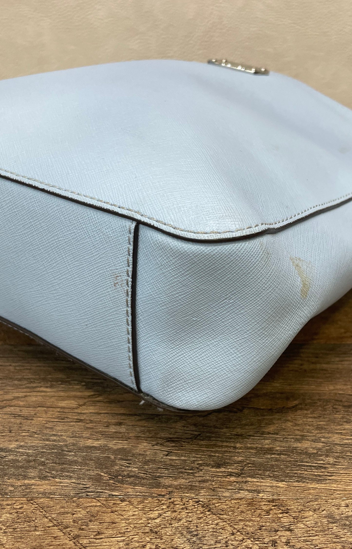 Michael Kors Baby Blue Saffiano Leather Crossbody Bag Silver Hardware