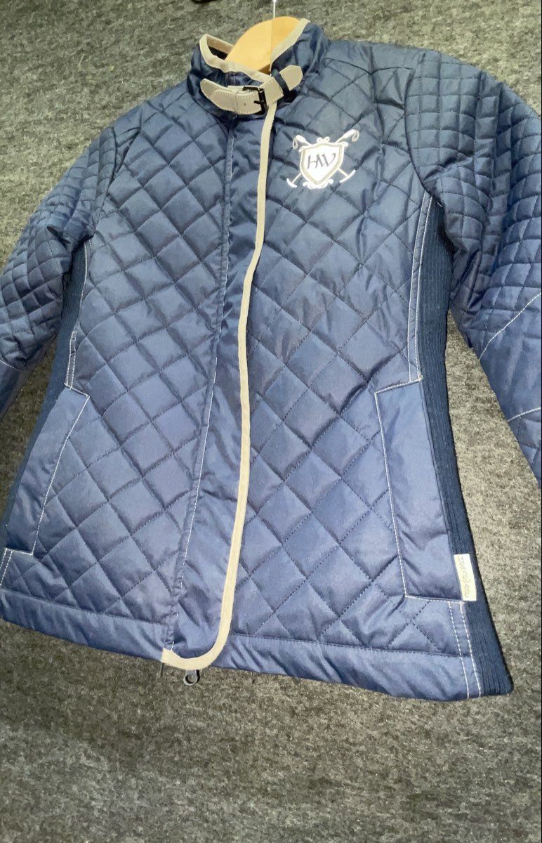 Horseware Women's Quilted Riding Jacket and Breeches Set Navy Gray Sz XXS USA 2
