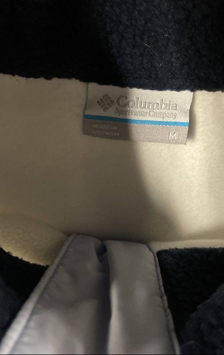 Columbia Women's Navy White Colorblock Sherpa Quarter Snap Fleece Jacket Sz M