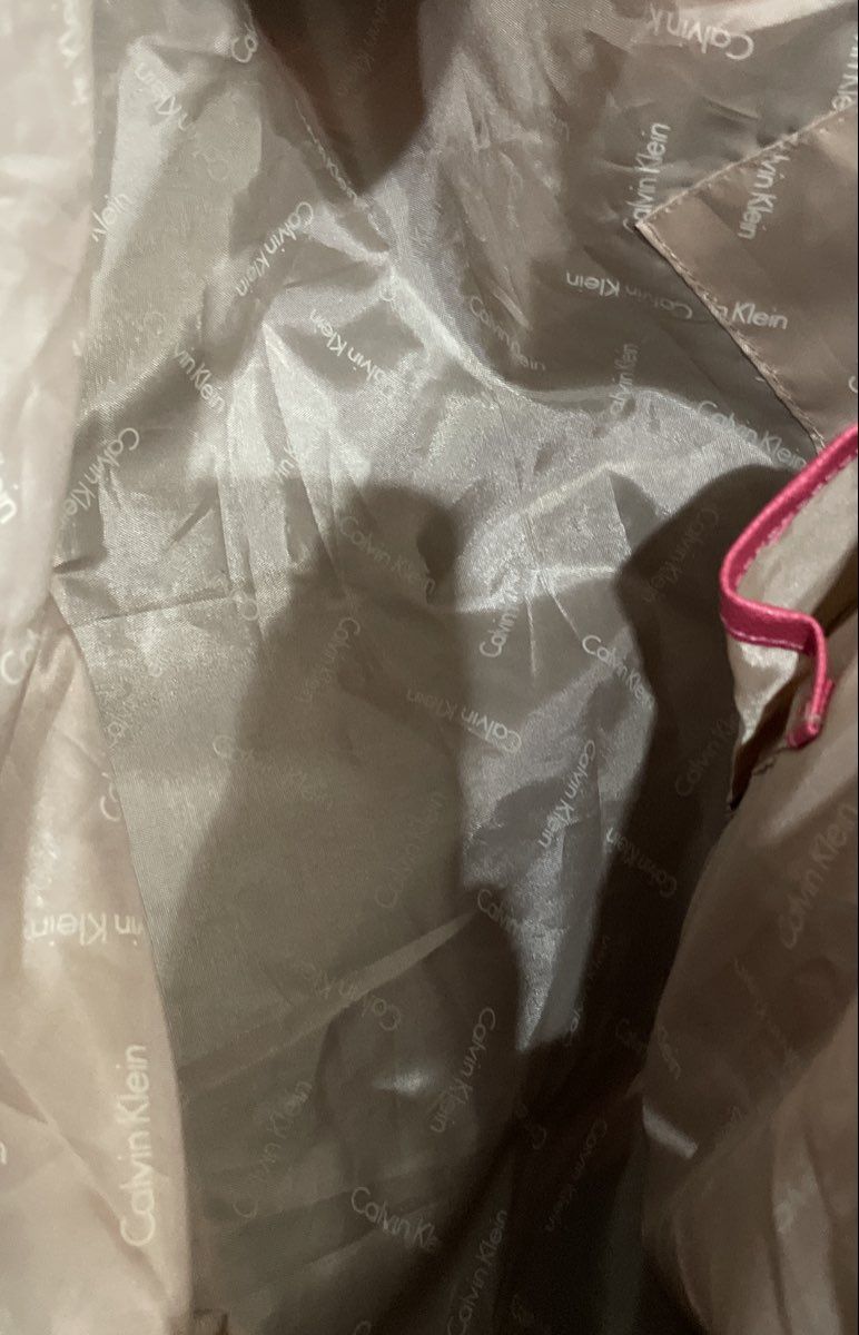 Calvin Klein Brown Pink Monogram Leather Travel Duffle Bag Large Crossbody