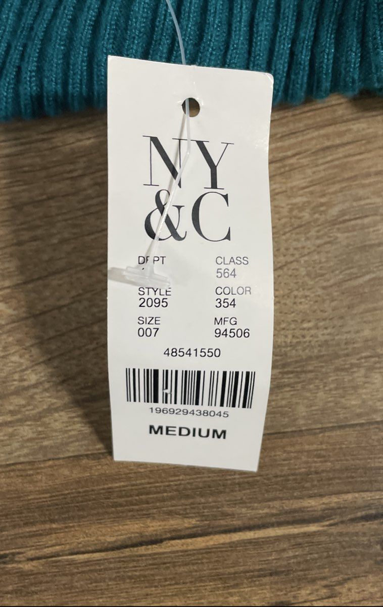 New York & Company Women's Blue Ribbed Puff Sleeve Sweater Size M NWT