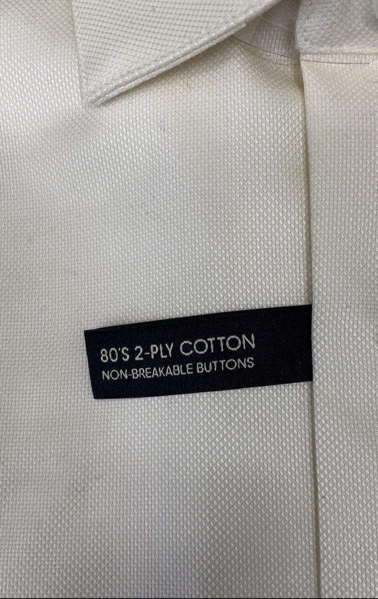 Pronto Uomo Men's Cream Non-Iron 80's 2-Ply Cotton Dress Shirt Sz 16 34/35 NWT