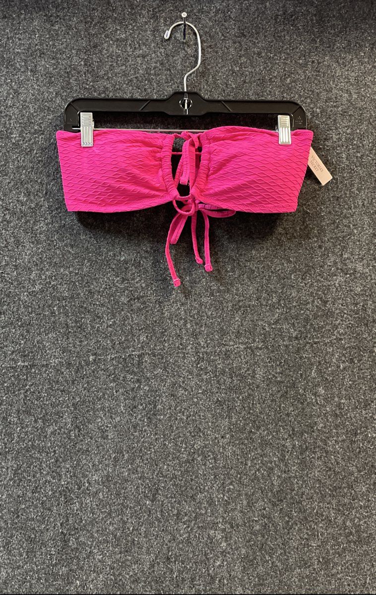 Victoria's Secret Women's Pink Textured Bandeau Bikini Top Bra Size L NWT
