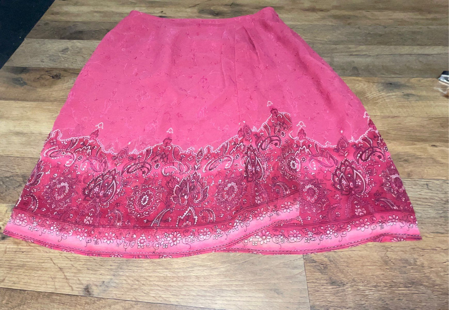 Worthington Women's Pink Floral Paisley Border Print A-Line Skirt