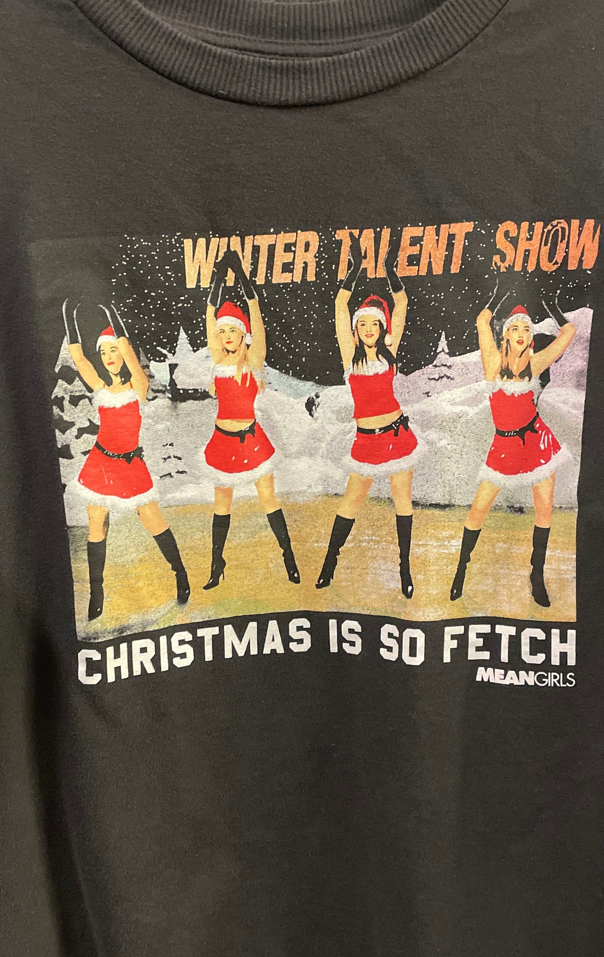 Mean Girls Women's Gray Christmas Is So Fetch Graphic Sweatshirt Sz 2XL