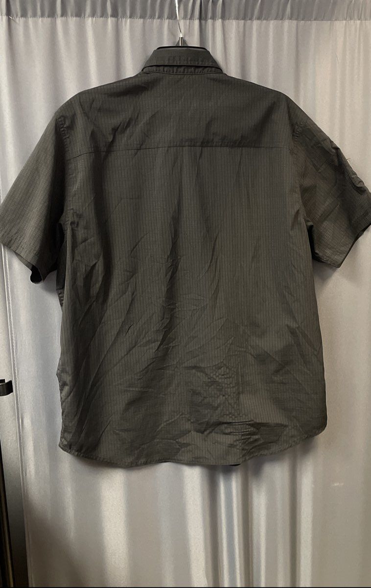 5.11 Tactical Men's Short Sleeve Button Up Shirt Black Ripstop Grid Snap Sz L