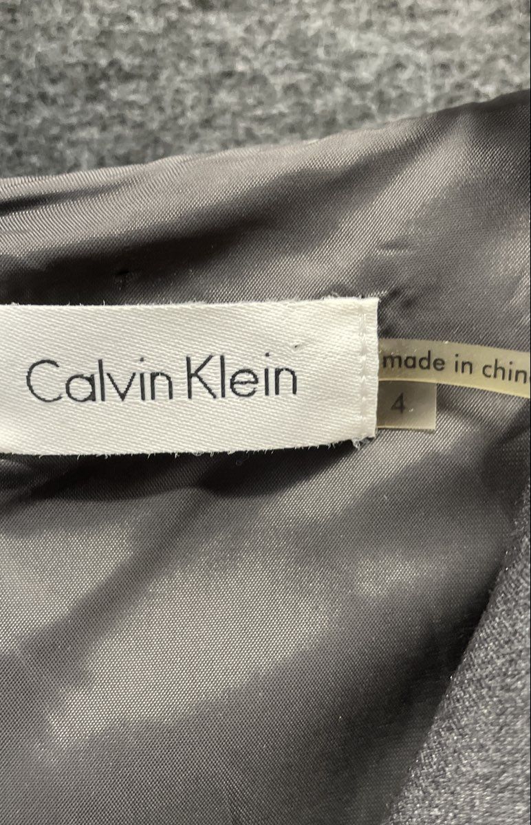 Calvin Klein Women's Charcoal Gray Cowl Neck Sheath Dress Belted NWT Sz 4