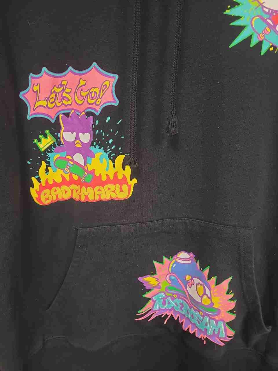 Sanrio Men's Black Hello Kitty and Friends Skateboard Graphic Hoodie Sz XL