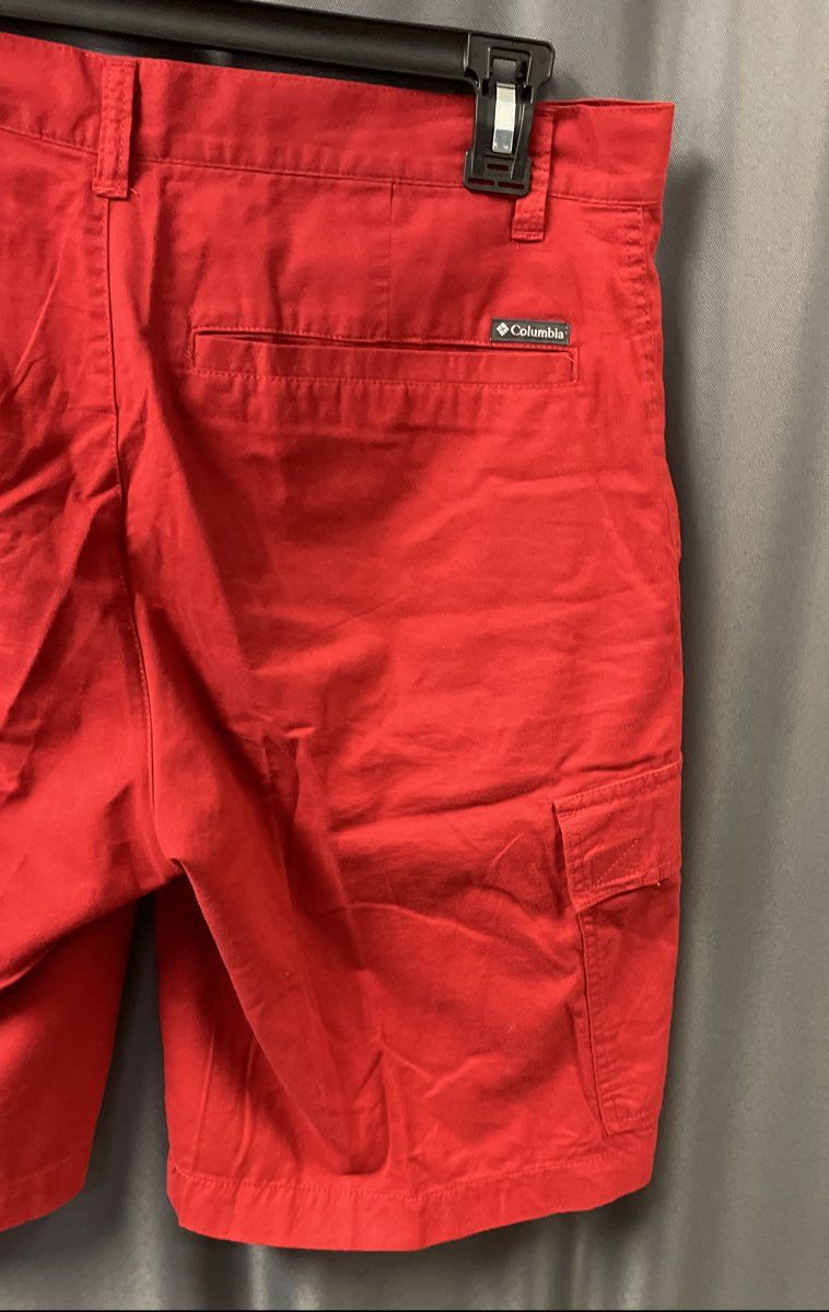Columbia Men's Red 100% Cotton Cargo Utility Shorts Sz 32x10