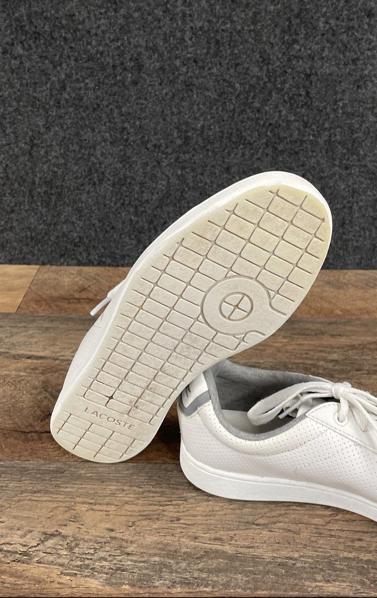 Lacoste Carnaby Evo White Perforated Low Top Sneakers Women's Size 6.5