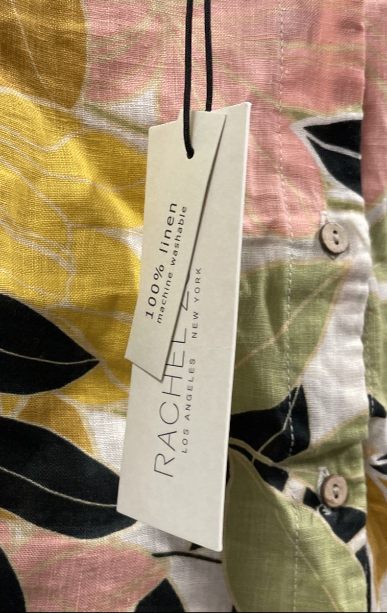 Rachel Zoe Women's 100% Linen Floral Leaf Print Sleeveless Shirt Blouse NWT Sz S