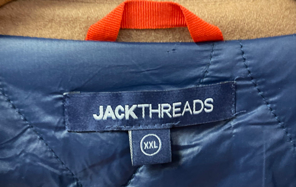 JackThreads Men's Tan Wool Blend Double Breasted Overcoat Quilted Lining Sz XXL