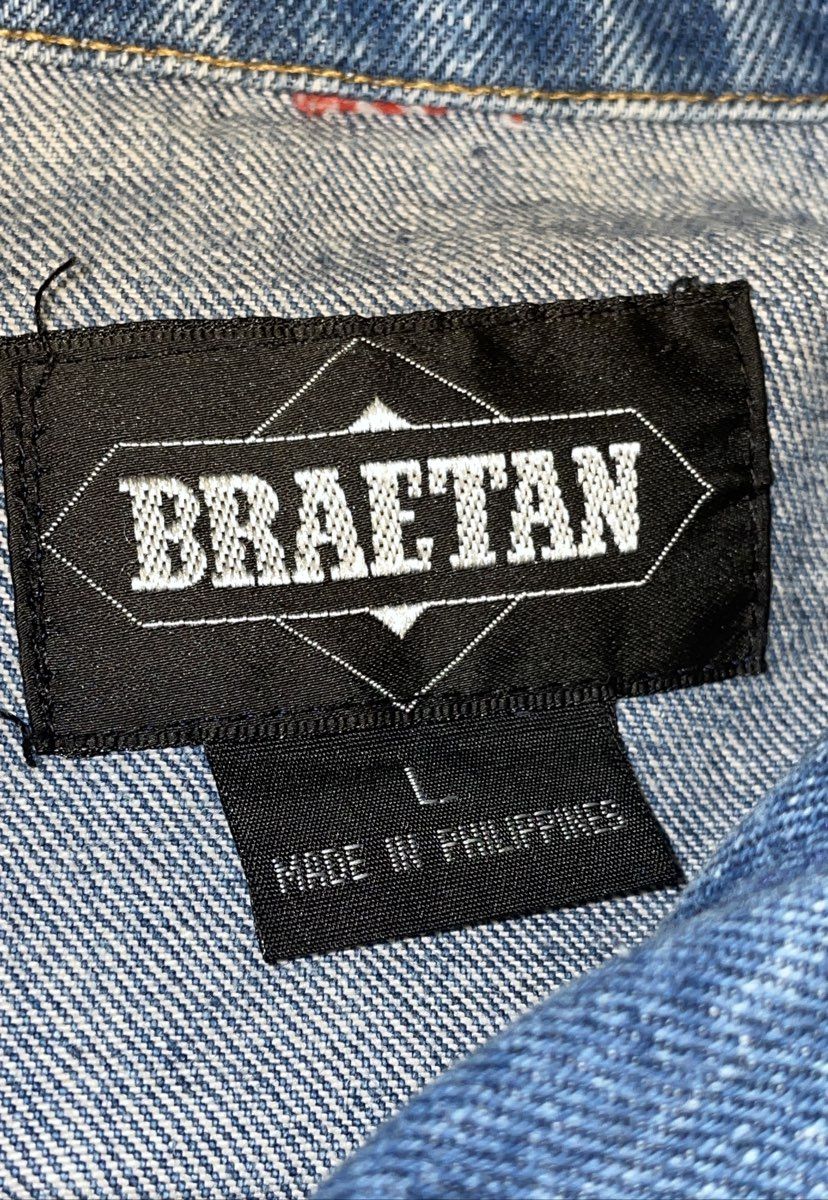 Vintage 90s Braetan Women's Denim Jacket Blue Plaid Wool Trim Western Sz L