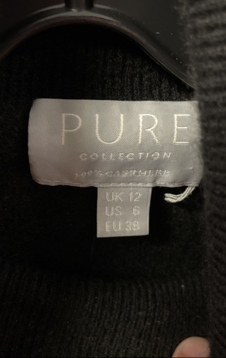 Pure Collection Women's Black 100% Cashmere Turtleneck Sweater Sz 6