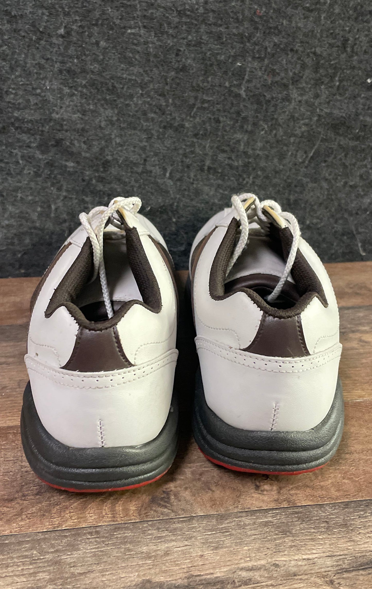 Footjoy Golf Shoes 45457 White Brown Size 9.5 Wide Spiked Softspikes