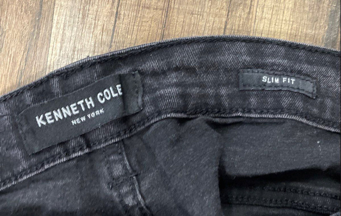 Kenneth Cole Men's Black Slim Fit Stretch Washed Denim Jeans Pants Sz 30x30