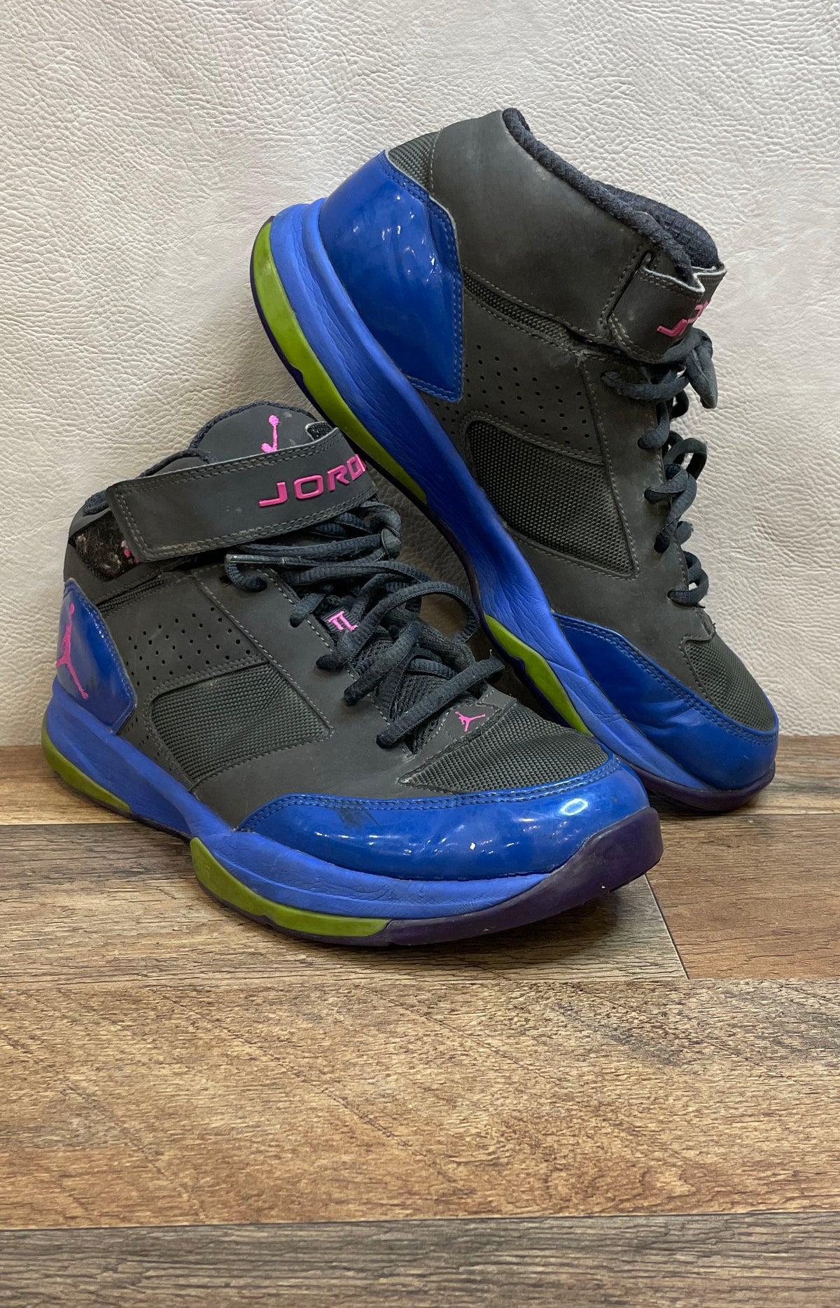 Nike Jordan Flight 45 High Grey Blue Pink Green Basketball Shoes Size 8