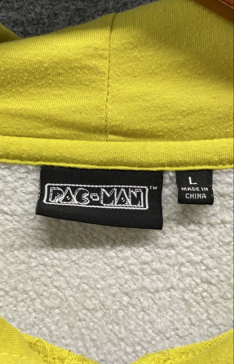 Pac-Man Men's Longsleeve Hoodie White Colorblock Japanese Katakana Graphic Sz L