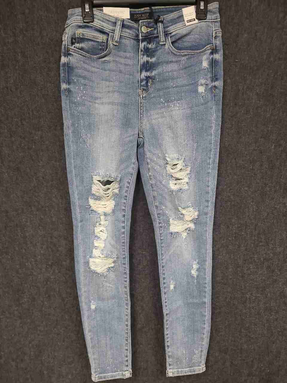 Judy Blue Women's Light Wash Distressed High Waist Skinny Jeans Sz 7/28 NWT