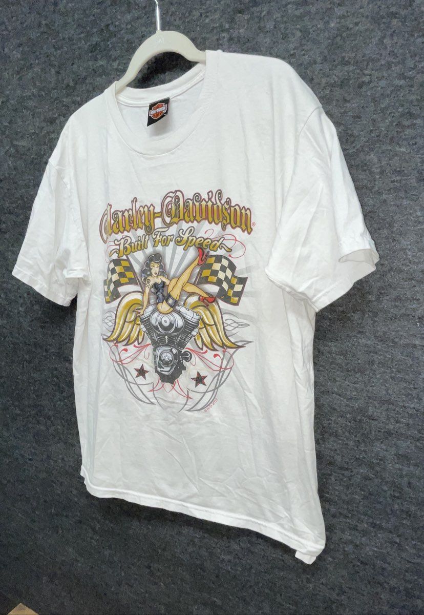 Harley-Davidson Built For Speed Pinup Graphic Tokyo Japan T-Shirt 2012 Sz L