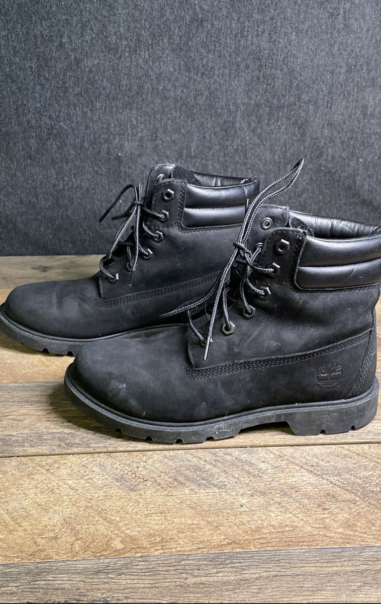 Timberland 6-Inch Premium Waterproof Black Nubuck Leather Boots Size 7.5