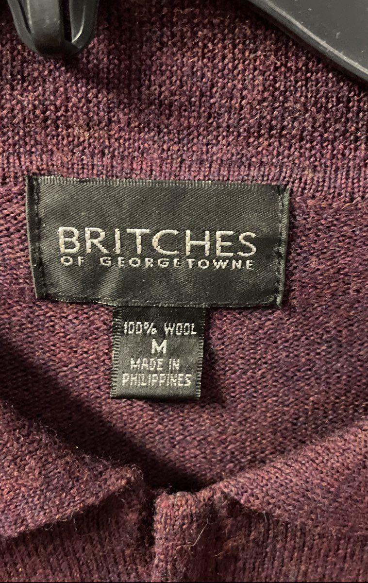 Vintage 90s Britches of Georgetown Men's Burgundy Wool 1/4 Zip Sweater Sz M
