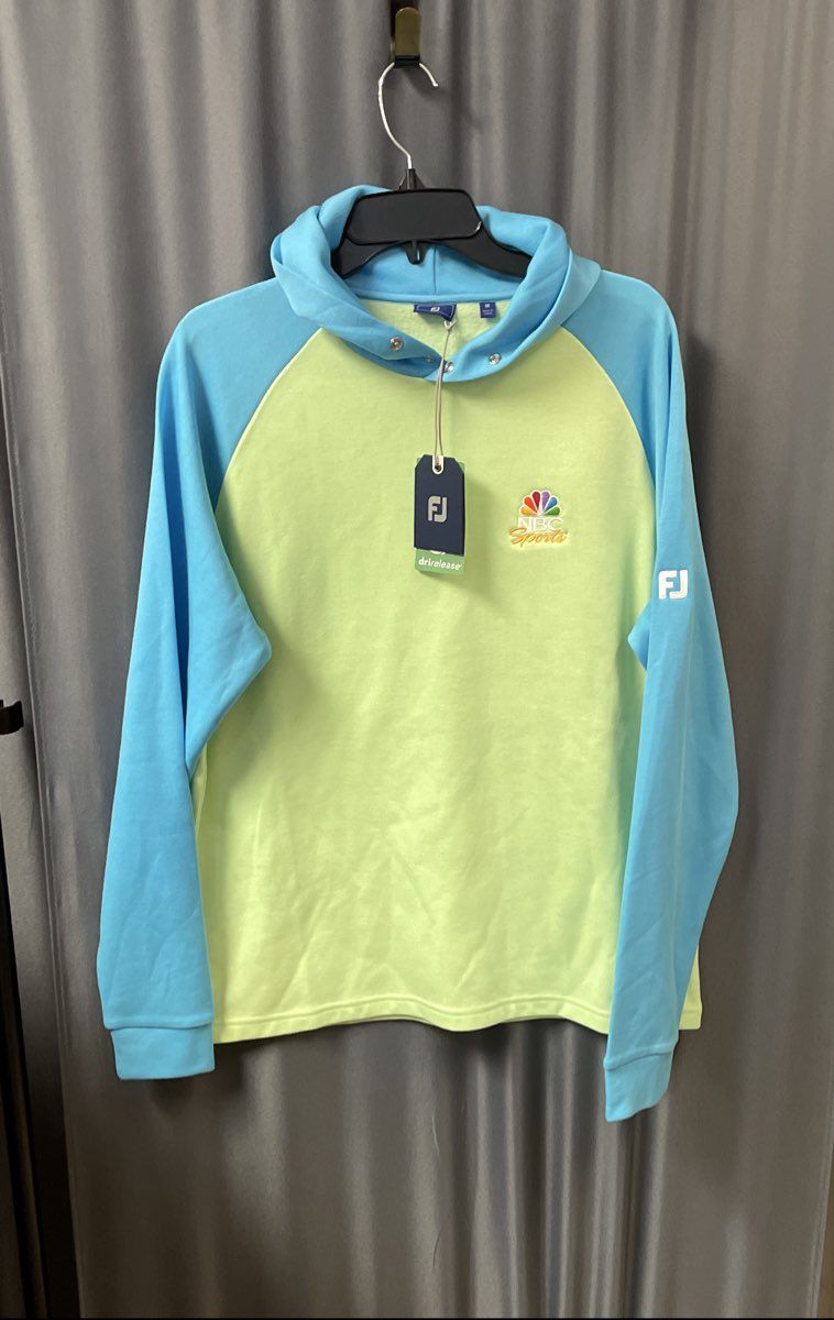 FootJoy Men's Pullover Hoodie Lime Green Blue Colorblock NWT Sz M