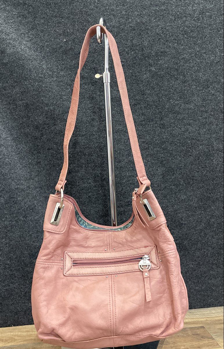 Stone Mountain Pink Leather Hobo Shoulder Bag Silver Hardware Purse