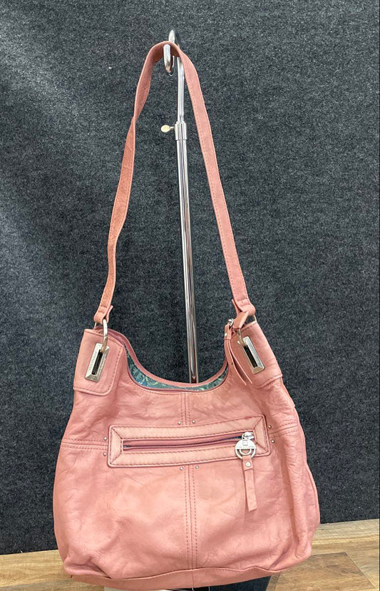 Stone Mountain Pink Leather Hobo Shoulder Bag Silver Hardware Purse