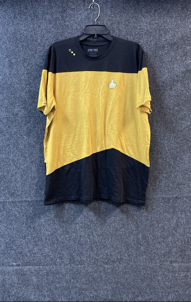 Mad Engine Star Trek Men's TNG Operations Uniform T-shirt Gold Black Pips Sz XL
