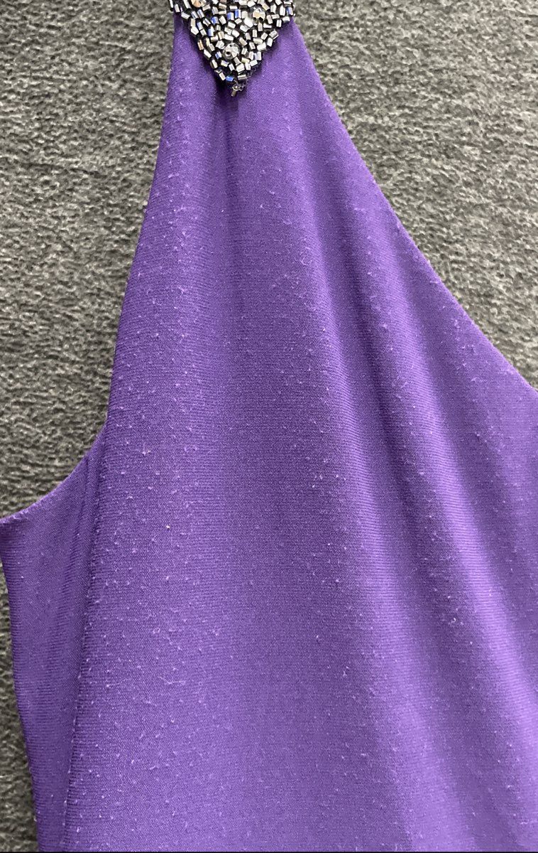 Lauren Ralph Lauren Women's Purple Beaded Strap Ruched Sleeveless Dress