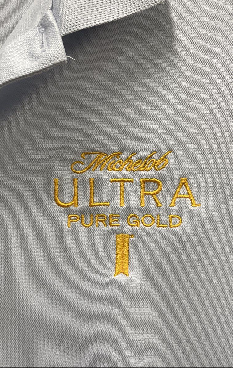 Nike Men's Michelob Ultra Pure Gold Dri-FIT Polo Shirt White Embroidered Sz M