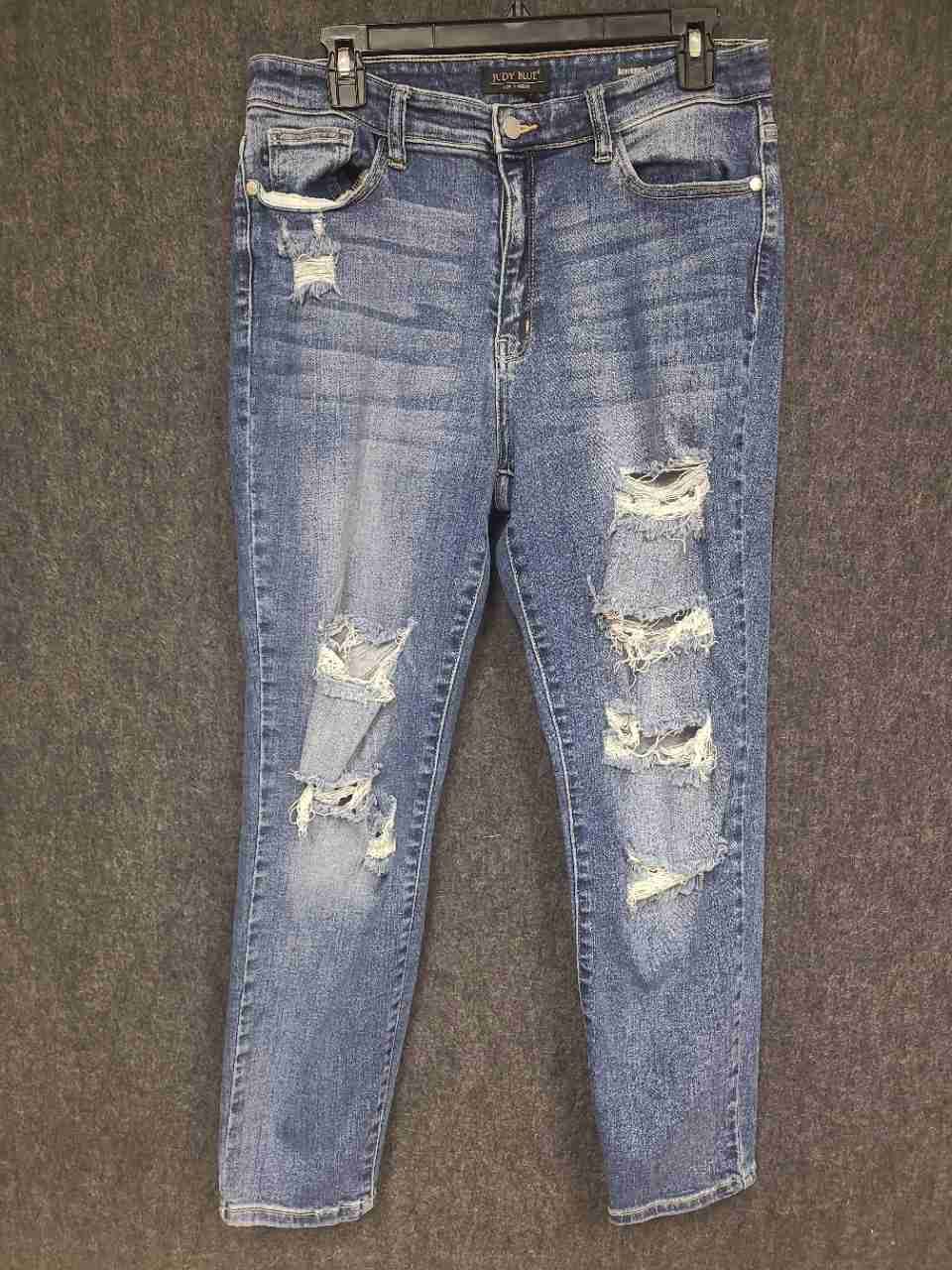 Judy Blue Women's Boyfriend Fit Distressed Ripped Blue Jeans Sz 11/30