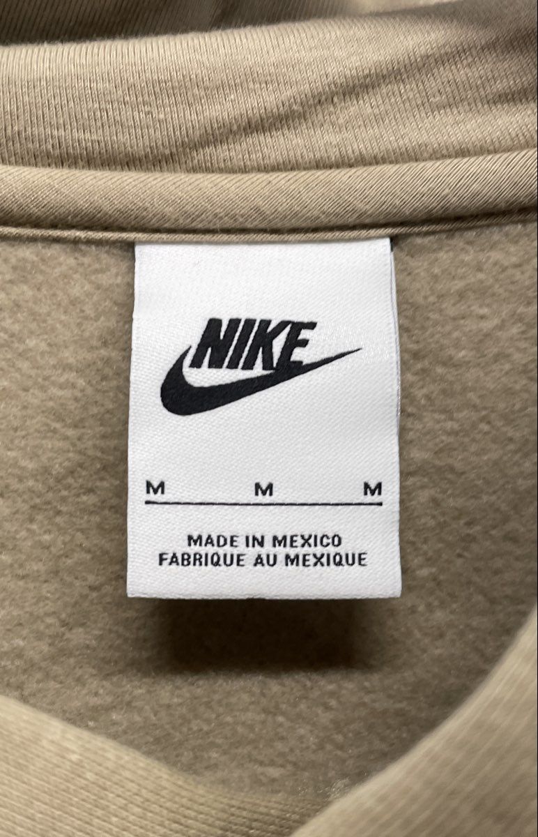 Nike Men's Beige Khaki Block Lettering Pullover Hoodie Sweatshirt Sz M