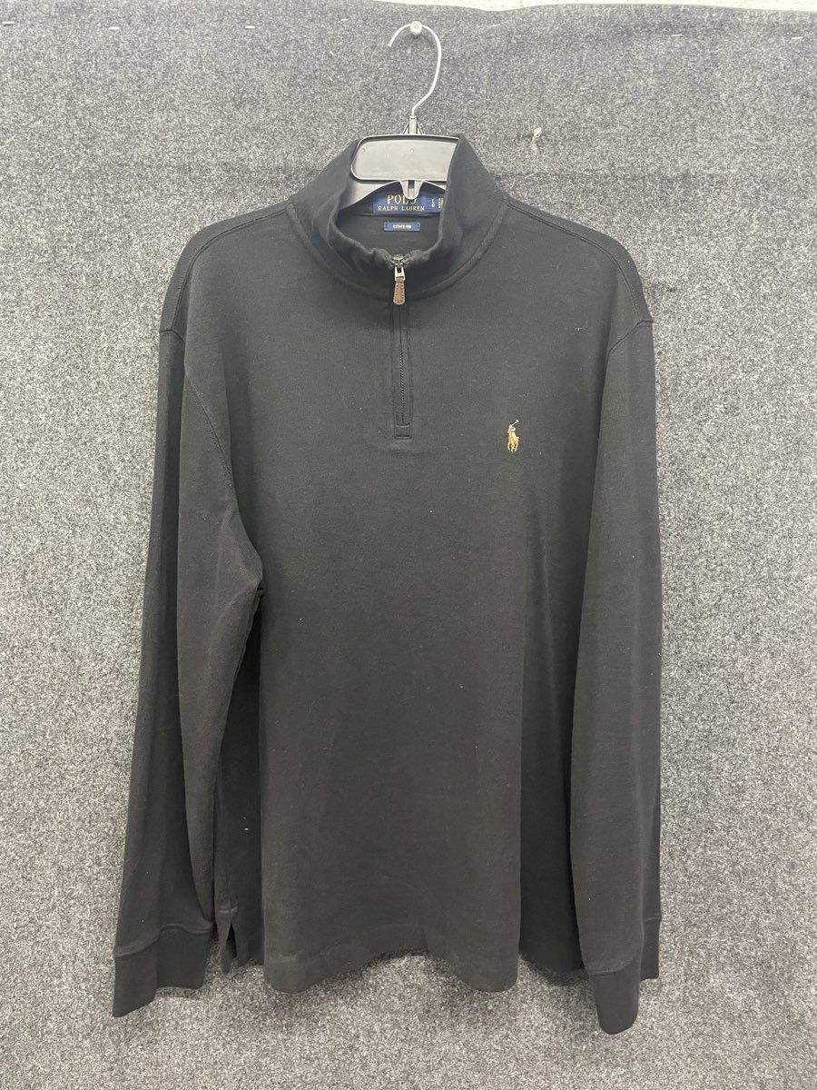 Polo Ralph Lauren Men's Black Estate Rib Quarter-Zip Pullover Size L